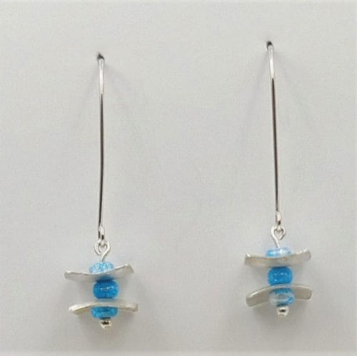 Click to view detail for DKC-1043 Earrings Turquoise Czech Beads  $60